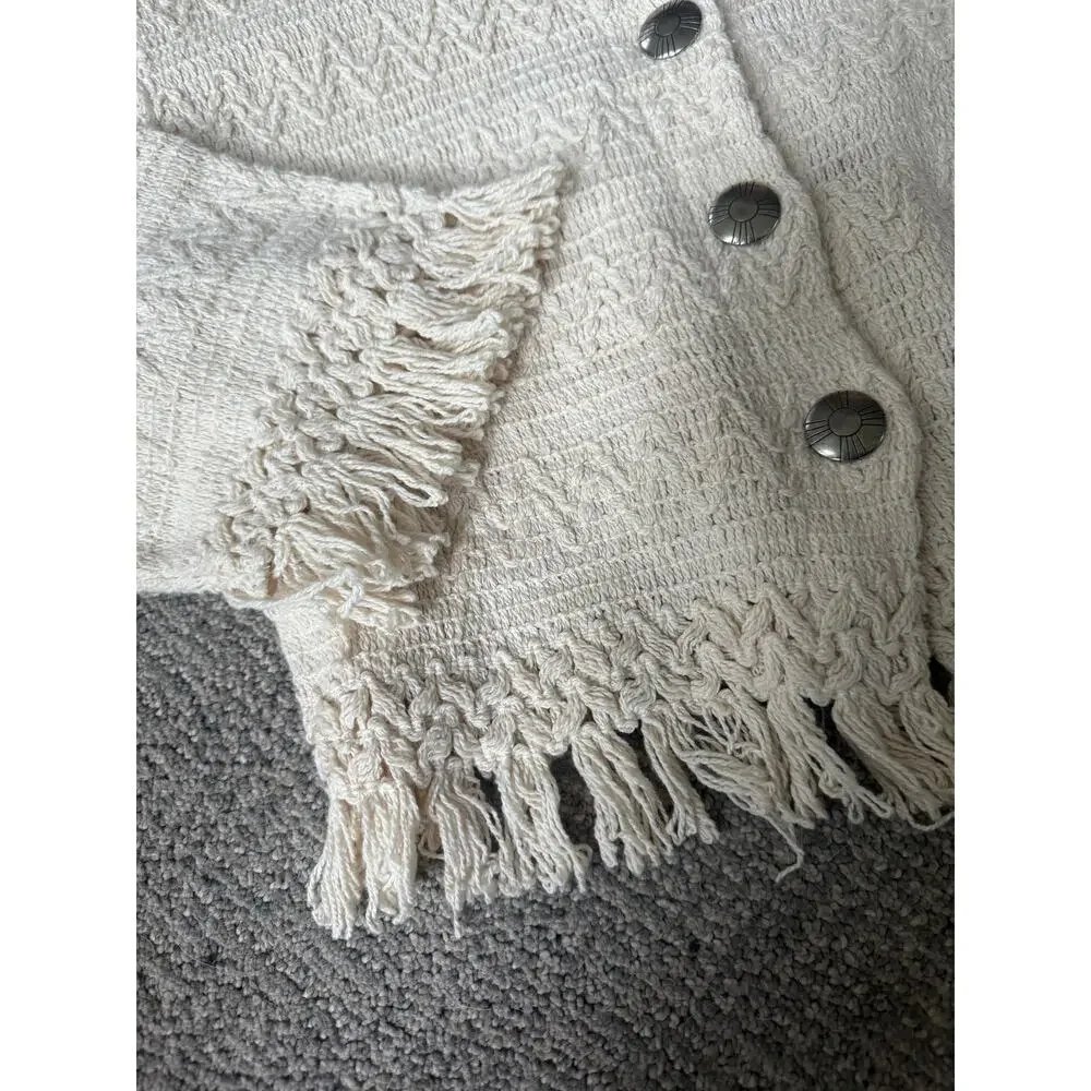 Glory USA cotton patterned fringe cropped shirt M